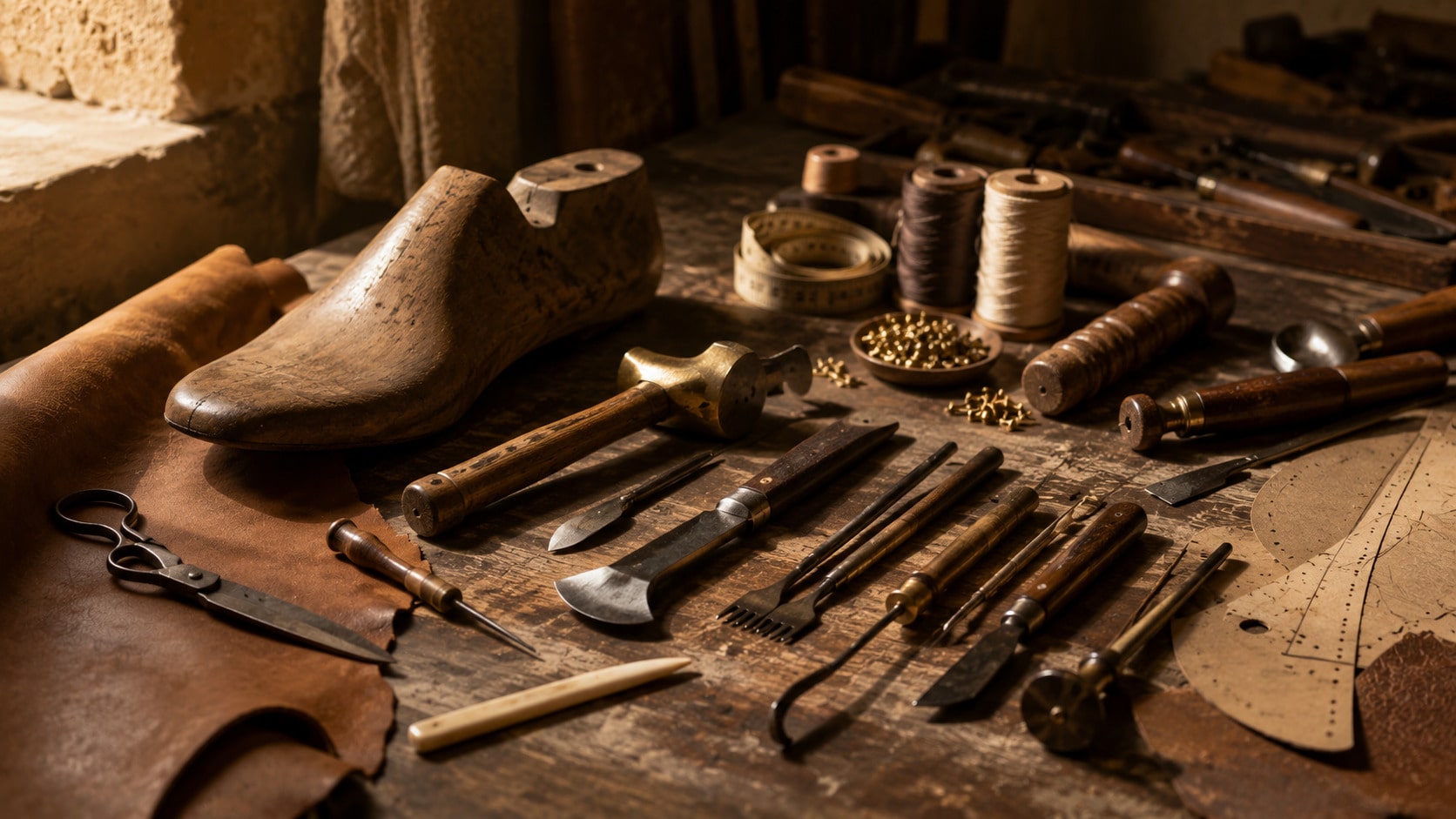 Traditional leather working tools